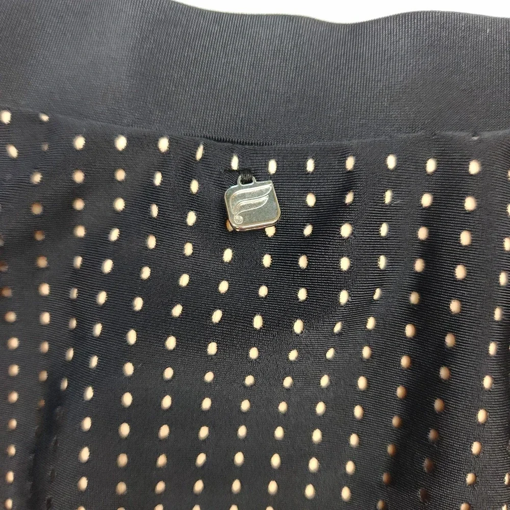 NWT Fabletics Valentina Cheeky Bikini Bottom M Black Nude Perforated Mesh‎